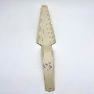 Vintage Tupperware Pie Server Tulip Print Beige Plastic Cutter